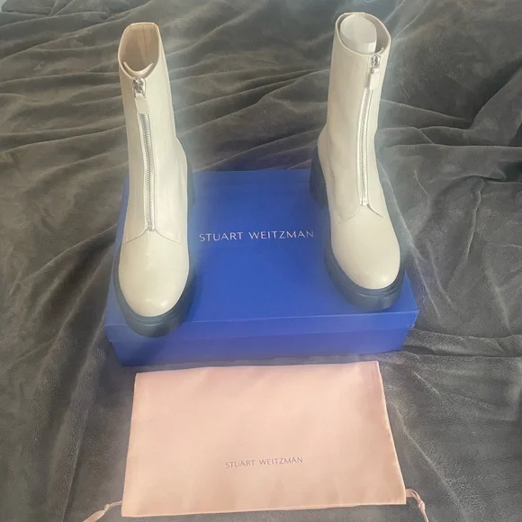 Stuart weitzman soho zip booties oat cream lug sole shoes 12 b new NIB ladies - Picture 13 of 17